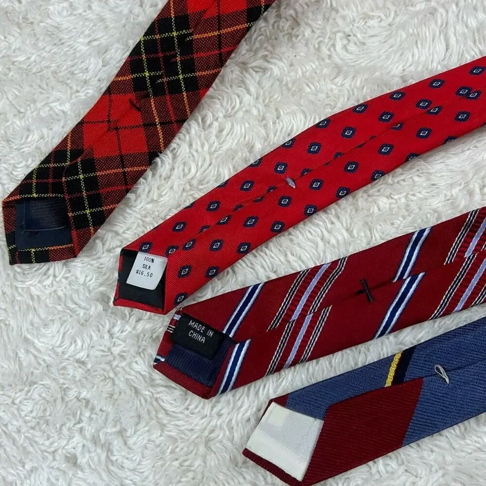 Red‎ and gold necktie lot - bundle of 7 ties silk